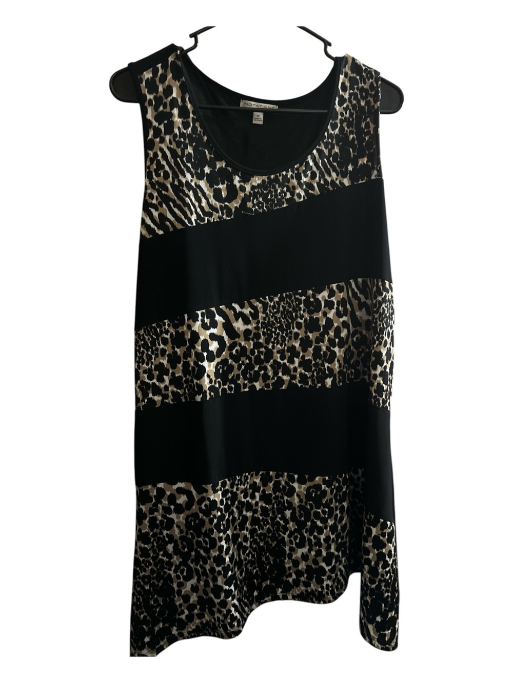 Notations Black and Brown Leopard Print Sleeveless Top